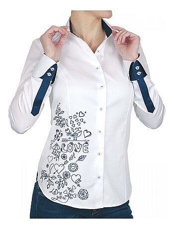 Chemise femme brodée coupe cintrée LOVETWO Andrew Mac Allister Rose , 34