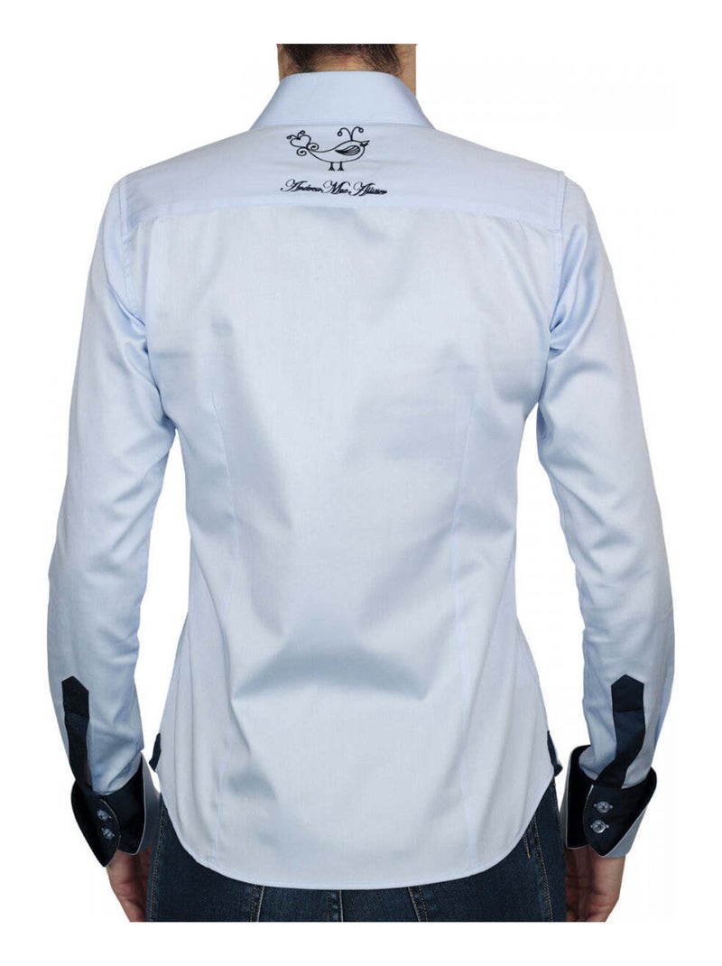 Chemise femme brodée coupe cintrée LOVE Andrew Mac Allister Bleu , 36 Bleu - Kiabi