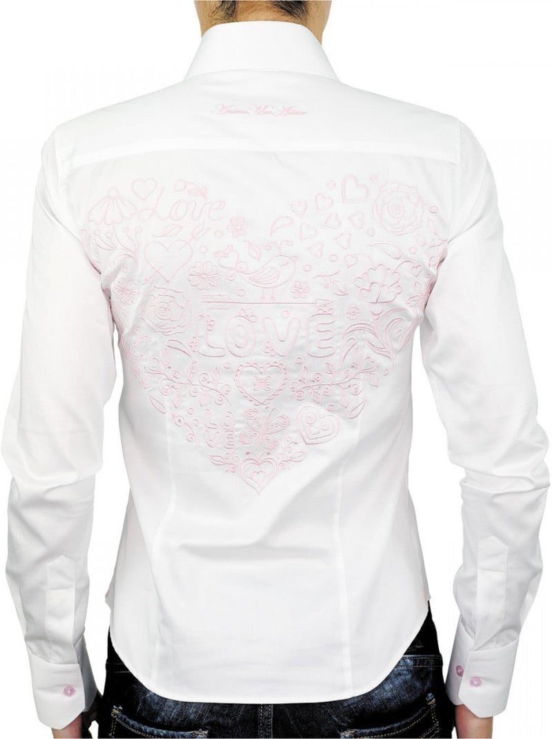 Chemise femme brodée coupe cintrée loveblanc andrew mac allister Blanc - Kiabi