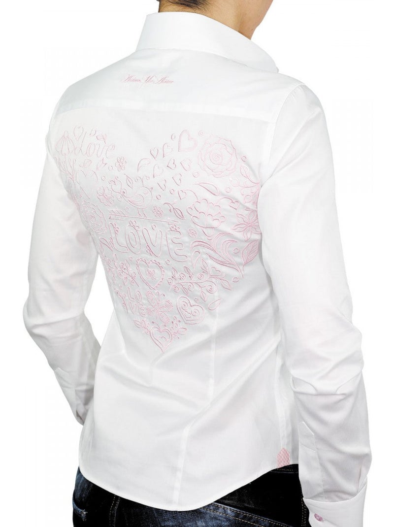 Chemise femme brodée coupe cintrée loveblanc andrew mac allister Blanc - Kiabi