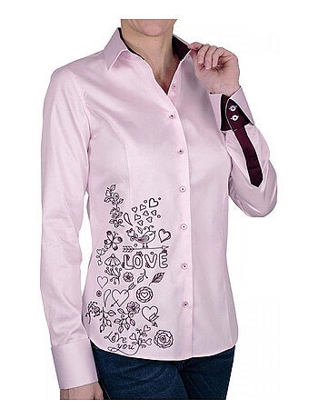 Chemise femme brodée coupe cintrée LOVETWO Andrew Mac Allister Rose , 34