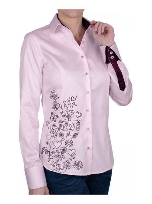 Chemise femme brodée coupe cintrée LOVETWO Andrew Mac Allister Rose , 34 - Kiabi