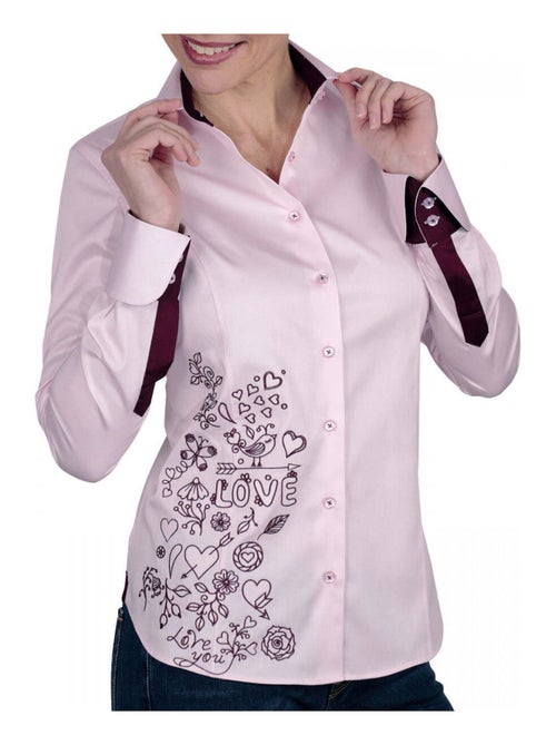Chemise femme brodée coupe cintrée LOVETWO Andrew Mac Allister Rose , 34 - Kiabi