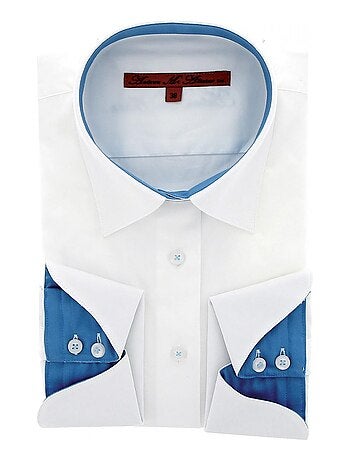 Chemise femme brodée coupe cintrée PAIGE Andrew Mac Allister Blanc , Bleu , 34
