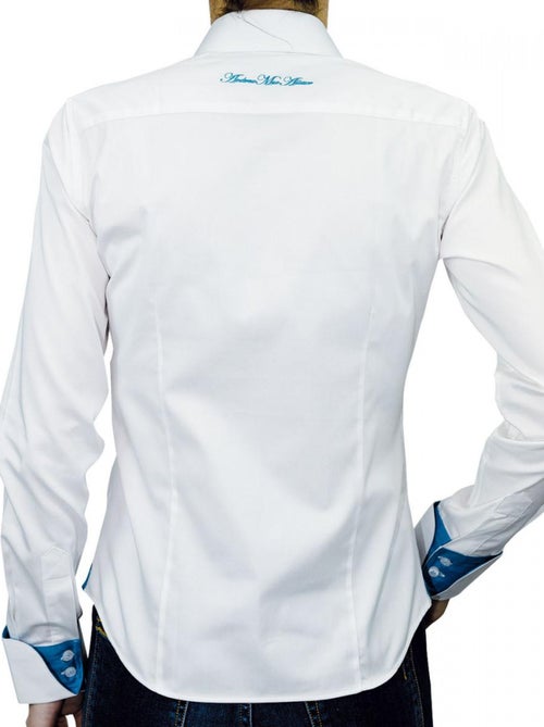 Chemise femme brodée coupe cintrée PAIGE Andrew Mac Allister Blanc , Bleu , 34 - Kiabi