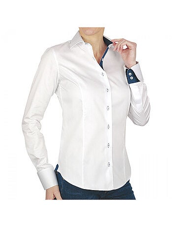 Chemise femme brodée coupe cintrée UBIQUITY Andrew Mac Allister Bleu , 38