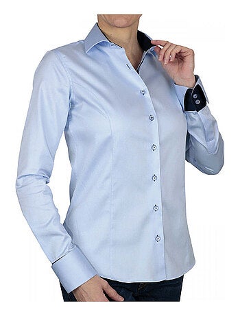 Chemise femme brodée coupe cintrée UBIQUITY Andrew Mac Allister Bleu , 38
