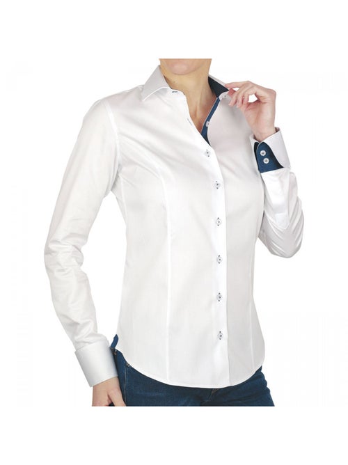 Chemise femme brodée coupe cintrée UBIQUITY Andrew Mac Allister Blanc , 34 - Kiabi