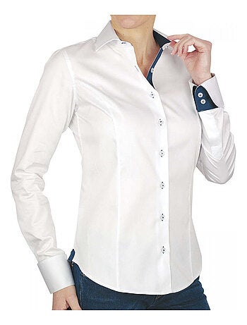 Chemise femme brodée coupe cintrée UBIQUITY Andrew Mac Allister Bleu , 38