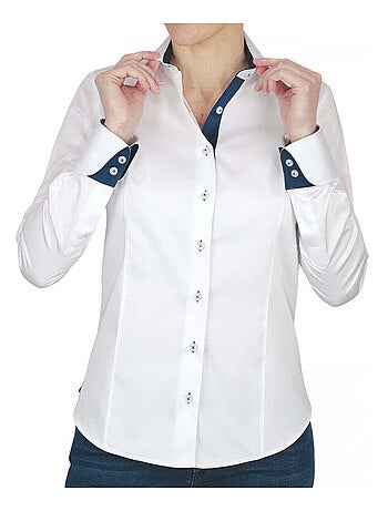 Chemise femme brodée coupe cintrée UBIQUITY Andrew Mac Allister Bleu , 38