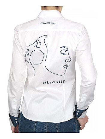Chemise femme brodée coupe cintrée UBIQUITY Andrew Mac Allister Bleu , 38