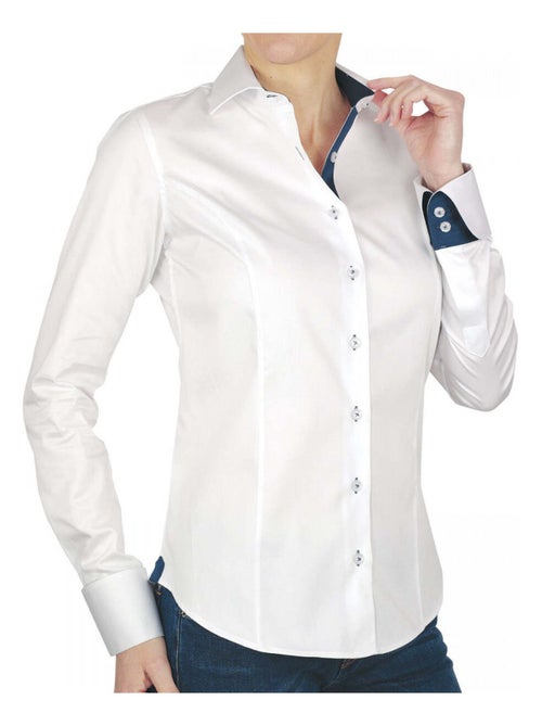 Chemise femme brodée coupe cintrée UBIQUITY Andrew Mac Allister Bleu , 38 - Kiabi