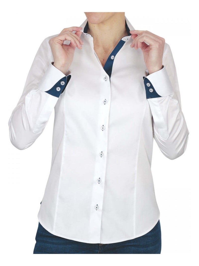 Chemise femme brodée coupe cintrée UBIQUITY Andrew Mac Allister Bleu , 38 Bleu - Kiabi