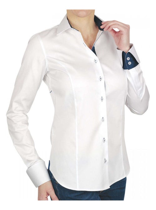 Chemise femme brodée coupe cintrée WITCH 3.0 Andrew Mac Allister Blanc , Bleu Marine , 36 - Kiabi