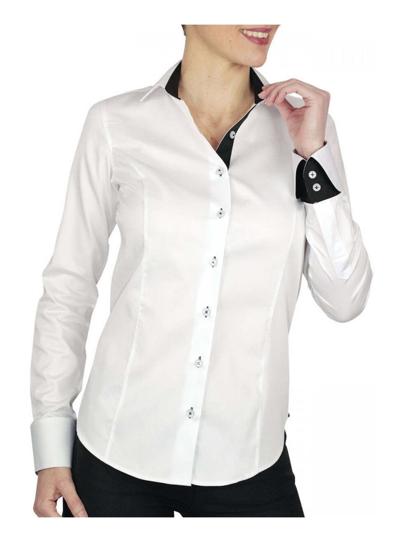 Chemise femme brodée coupe cintrée WITCH 3.0 Andrew Mac Allister Blanc , Bleu Marine , 36 Blanc Bleu marine - Kiabi