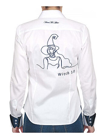 Chemise femme brodée coupe cintrée WITCH 3.0 Andrew Mac Allister Blanc , Noir , 40