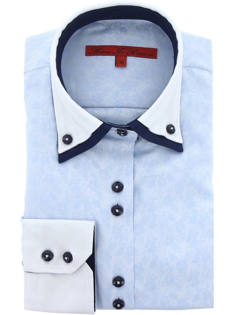 Chemise femme cintrée double col imprimée CAPUCINE Andrew Mc Allister Bleu clair - Kiabi