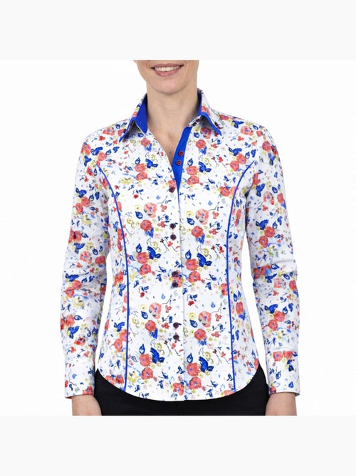 Chemise femme cintrée double col tissu imprimé CAMELIA Andrew Mc Allister - Kiabi Chemise femme cintrée double col tissu imprimé CAMELIA Andrew Mc Allister - Kiabi