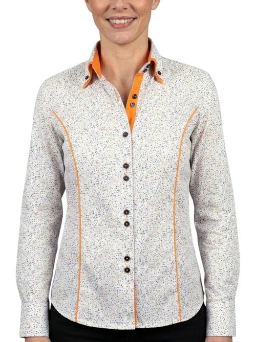 Chemise femme cintrée double col tissu imprimé ROMY Andrew Mc Allister - Kiabi Chemise femme cintrée double col tissu imprimé ROMY Andrew Mc Allister - Kiabi