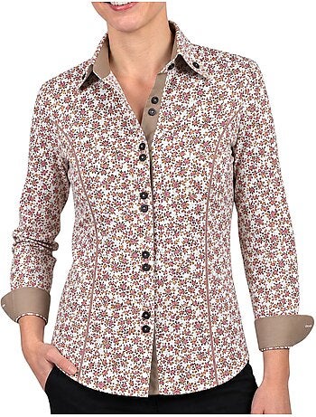 Chemise femme cintrée double col tissu imprimé willow andrew mc allister