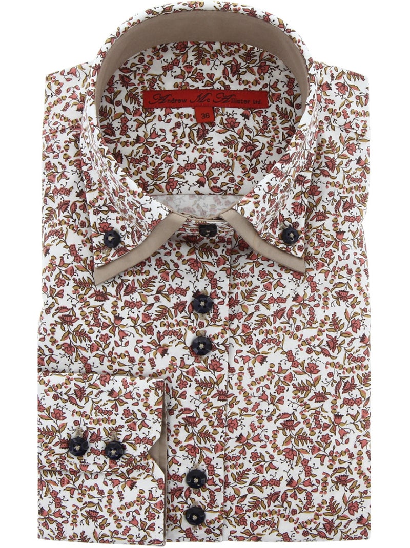 Chemise femme cintrée double col tissu imprimé willow andrew mc allister Marron cappuccino - Kiabi