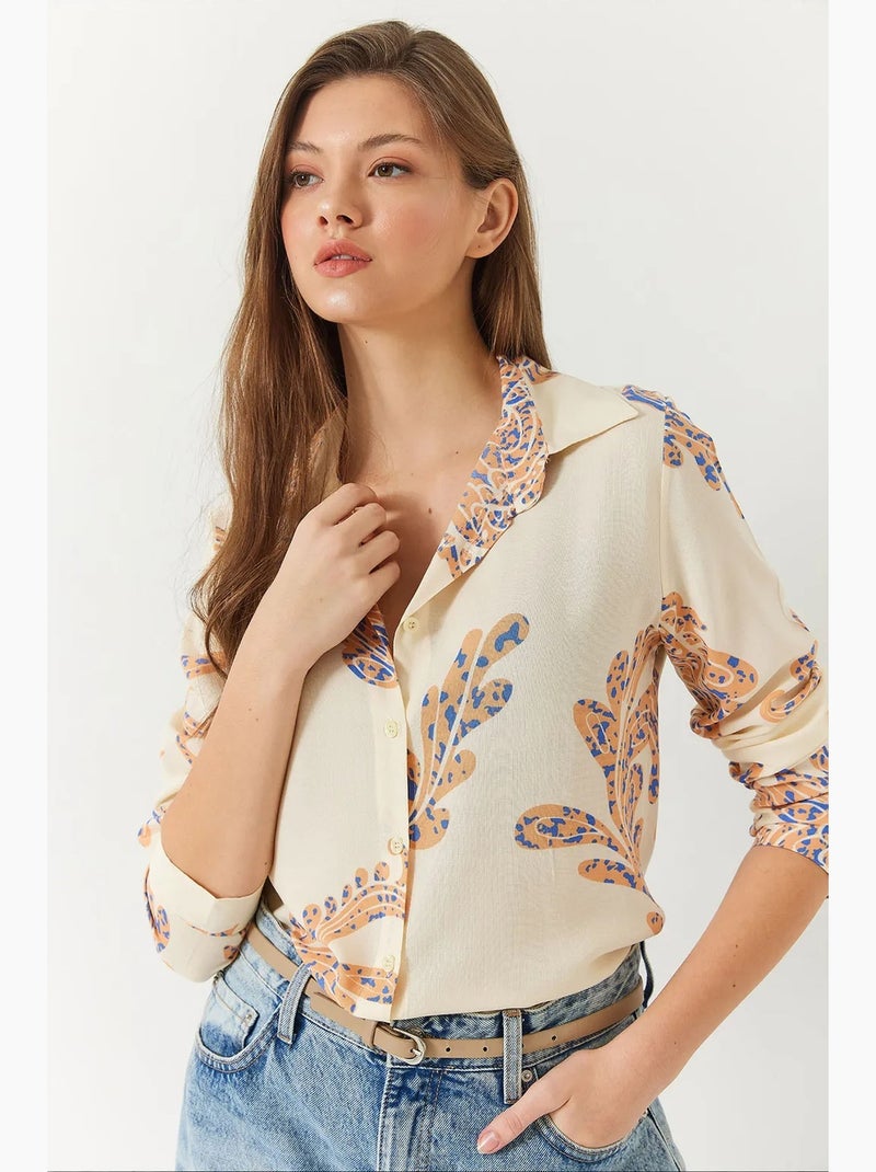 Chemise femme cintrée lucci Crème - Kiabi