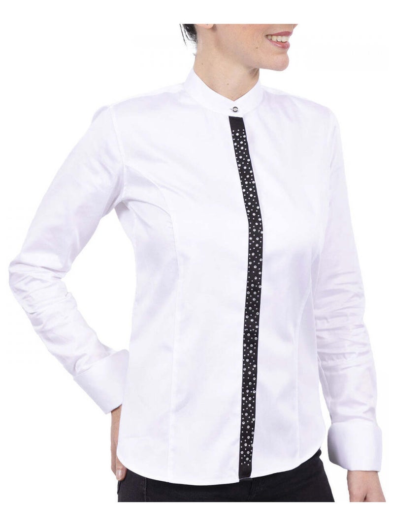 Chemise femme col mao à strass coupe cintrée VITA Andrew Mac Allister Blanc , 42 Blanc - Kiabi