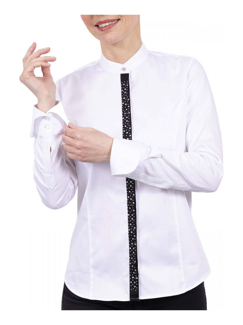 Chemise femme col mao à strass coupe cintrée VITA Andrew Mac Allister Blanc , 42 Blanc - Kiabi