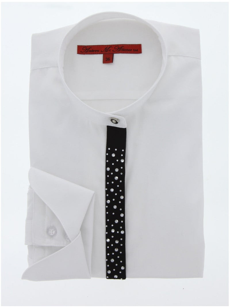 Chemise femme col mao à strass coupe cintrée VITA Andrew Mac Allister Blanc - Kiabi
