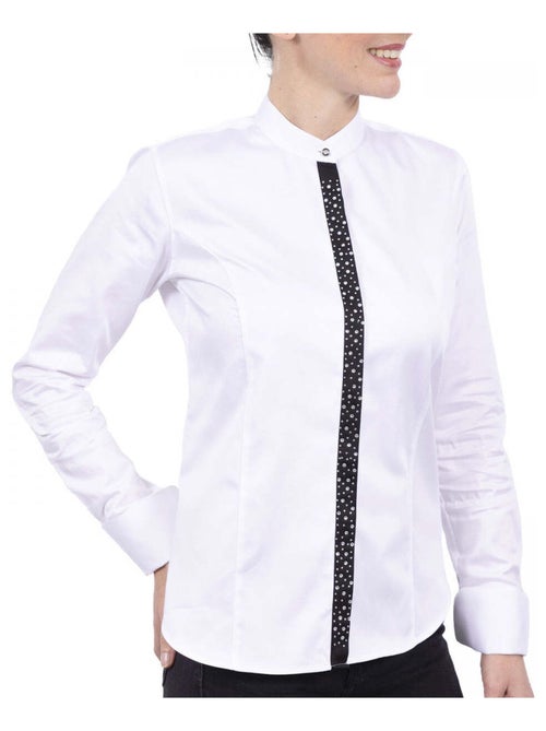 Chemise femme col mao à strass coupe cintrée VITA Andrew Mac Allister Noir , 44 - Kiabi Chemise femme col mao à strass coupe cintrée VITA Andrew Mac Allister Noir , 44 - Kiabi