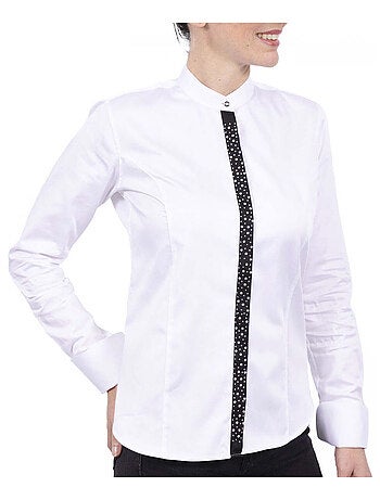 Chemise femme col mao à strass coupe cintrée VITA Andrew Mac Allister Blanc , 42