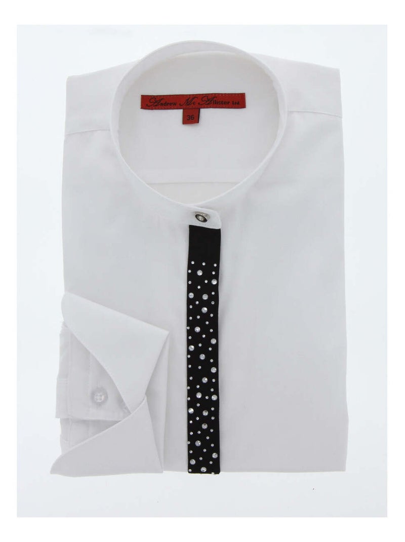 Chemise femme col mao à strass coupe cintrée VITA Andrew Mac Allister Noir , 46 Noir - Kiabi