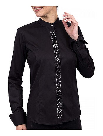 Chemise femme col mao à strass coupe cintrée VITA Andrew Mac Allister