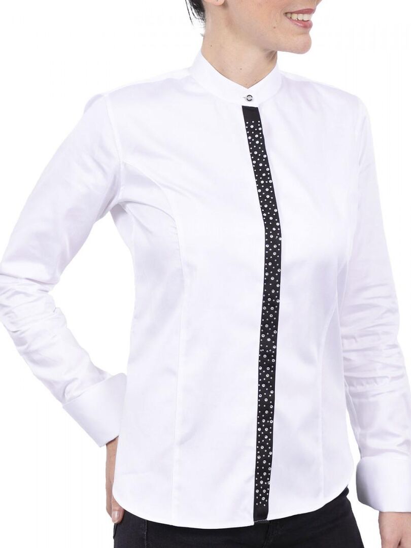 Chemise blanche fashion femme col mao