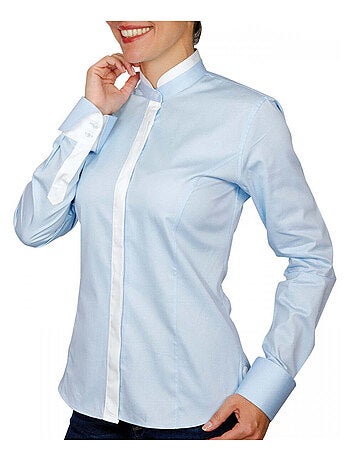 Chemise femme col mao coupe cintrée BECKY Andrew Mac Allister Rose , 38