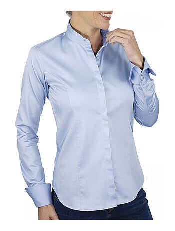 Chemise femme col mao coupe cintrée CELIA Andrew Mac Allister Bleu , 46