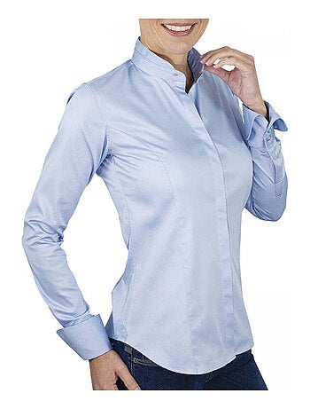 Chemise femme col mao coupe cintrée CELIA Andrew Mac Allister Bleu , 46