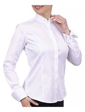 Chemise femme col mao coupe cintrée CELIA Andrew Mac Allister Bleu , 46