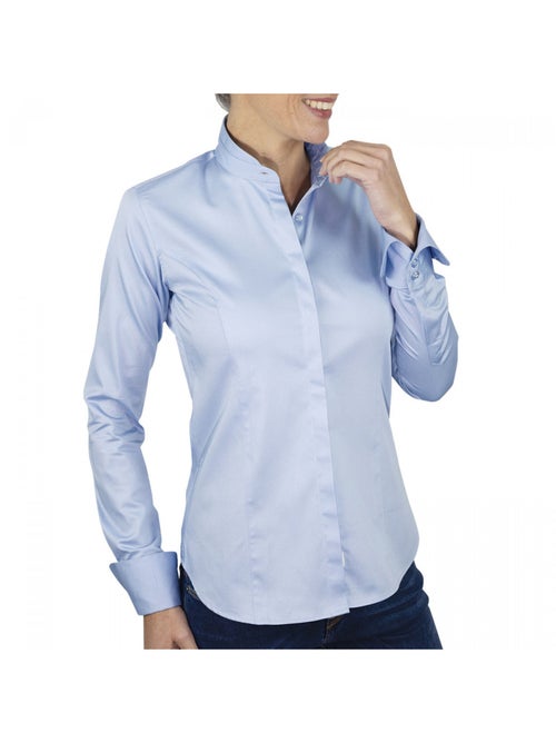 Chemise femme col mao coupe cintrée CELIA Andrew Mac Allister Bleu , 46 - Kiabi