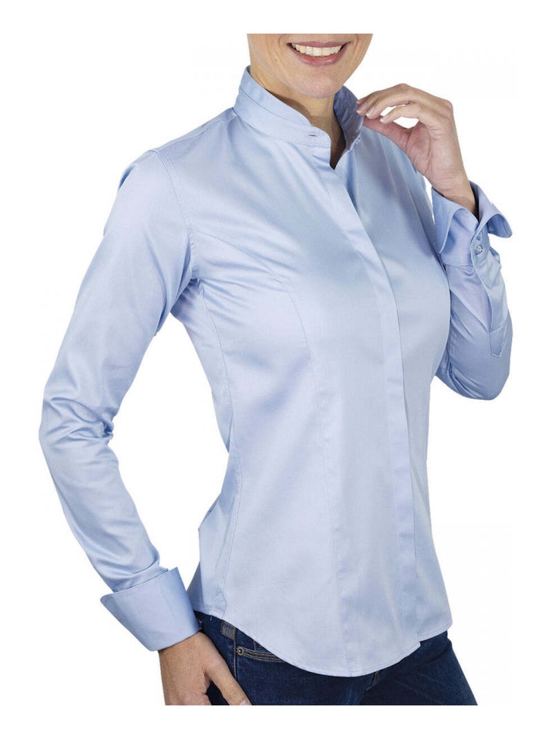 Chemise femme col mao coupe cintrée CELIA Andrew Mac Allister Bleu , 46 Bleu - Kiabi