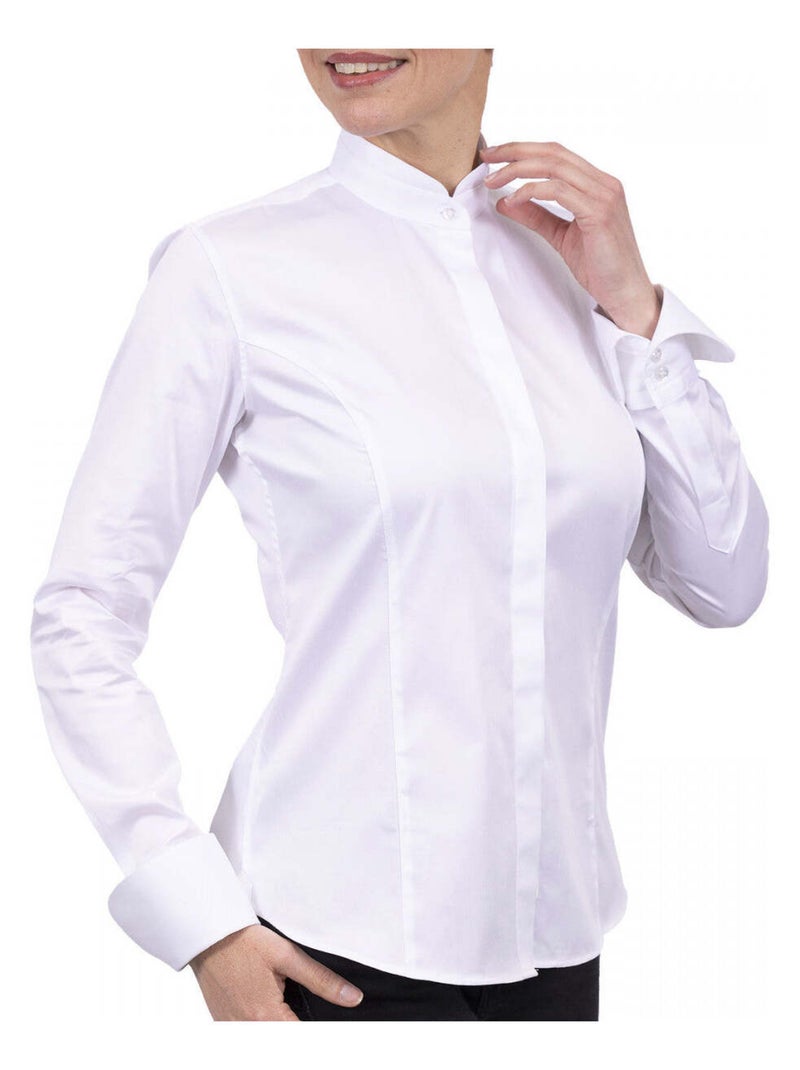 Chemise femme col mao coupe cintrée CELIA Andrew Mac Allister Bleu - Kiabi