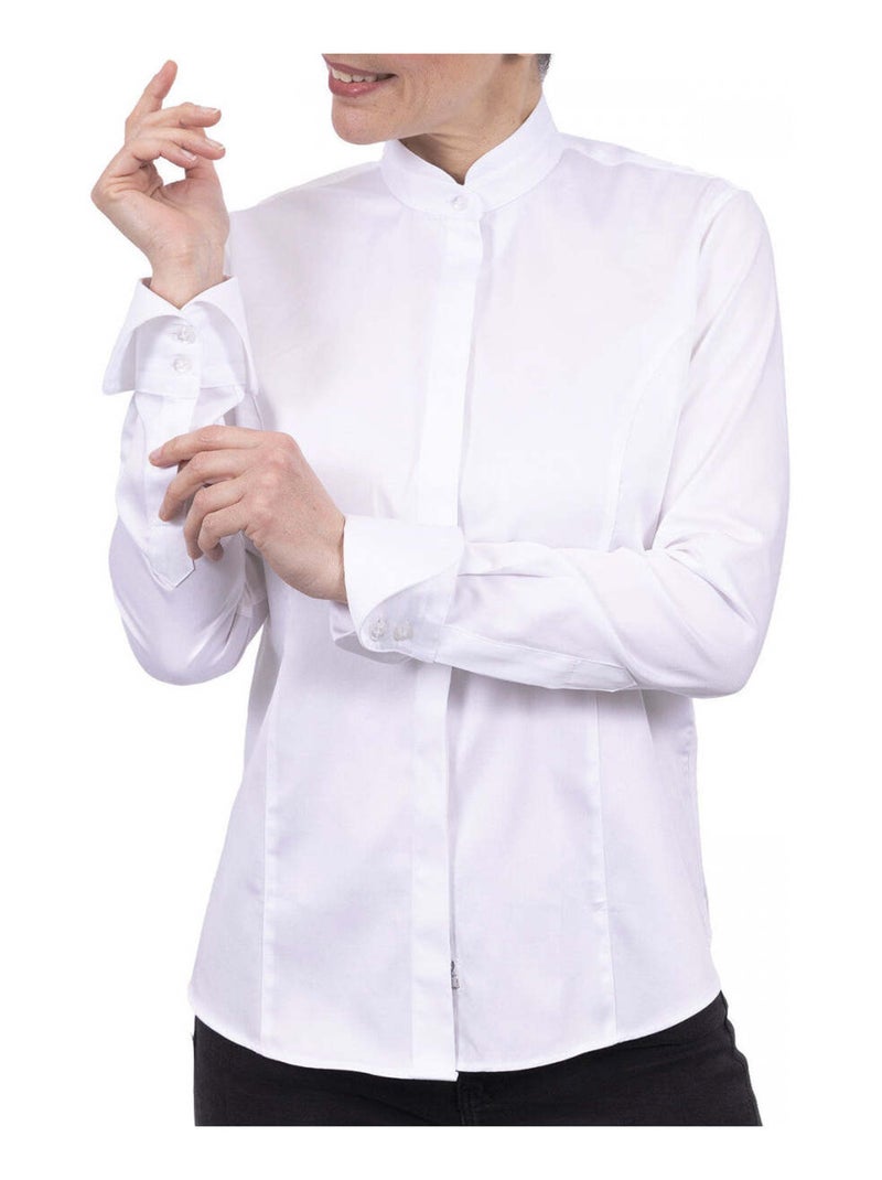 Chemise femme col mao coupe cintrée CELIA Andrew Mac Allister Bleu - Kiabi