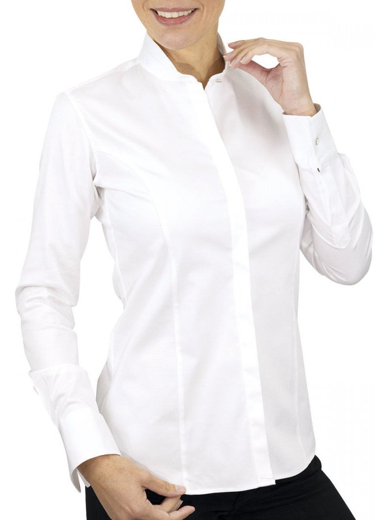 Chemise femme col mao coupe cintrée CHIARA Andrew Mac Allister Blanc - Kiabi