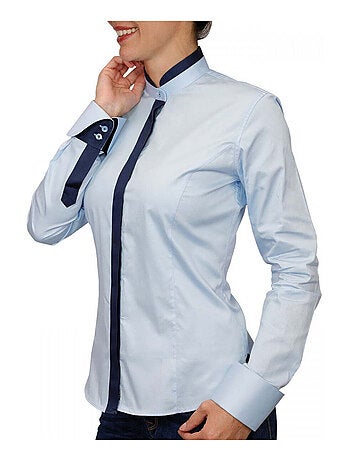 Chemise femme col mao coupe cintrée DORALEEN Andrew Mac Allister Gris , 42