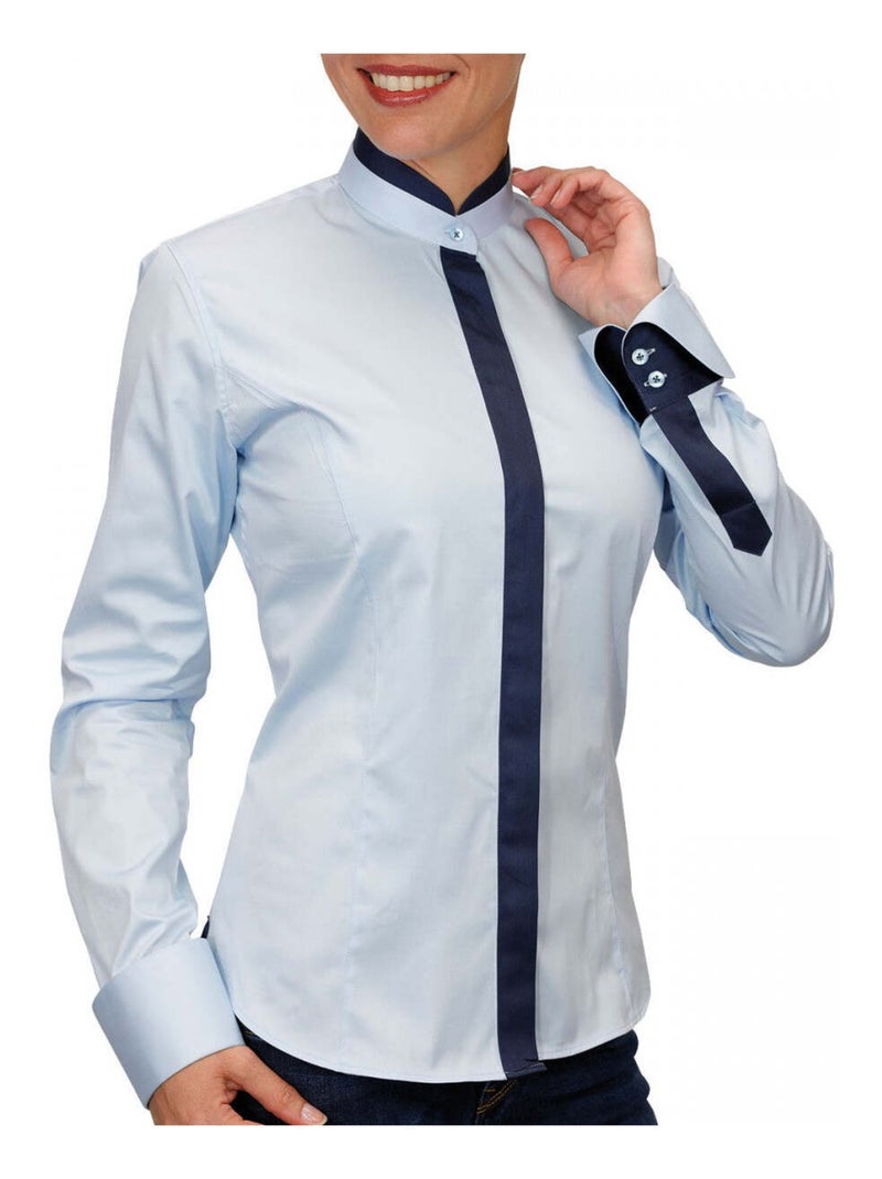Chemise femme col mao coupe cintrée DORALEEN Andrew Mac Allister Bleu , 36 Bleu - Kiabi