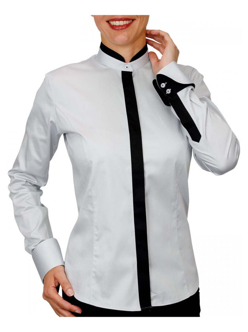 Chemise femme col mao coupe cintrée DORALEEN Andrew Mac Allister Bleu - Kiabi