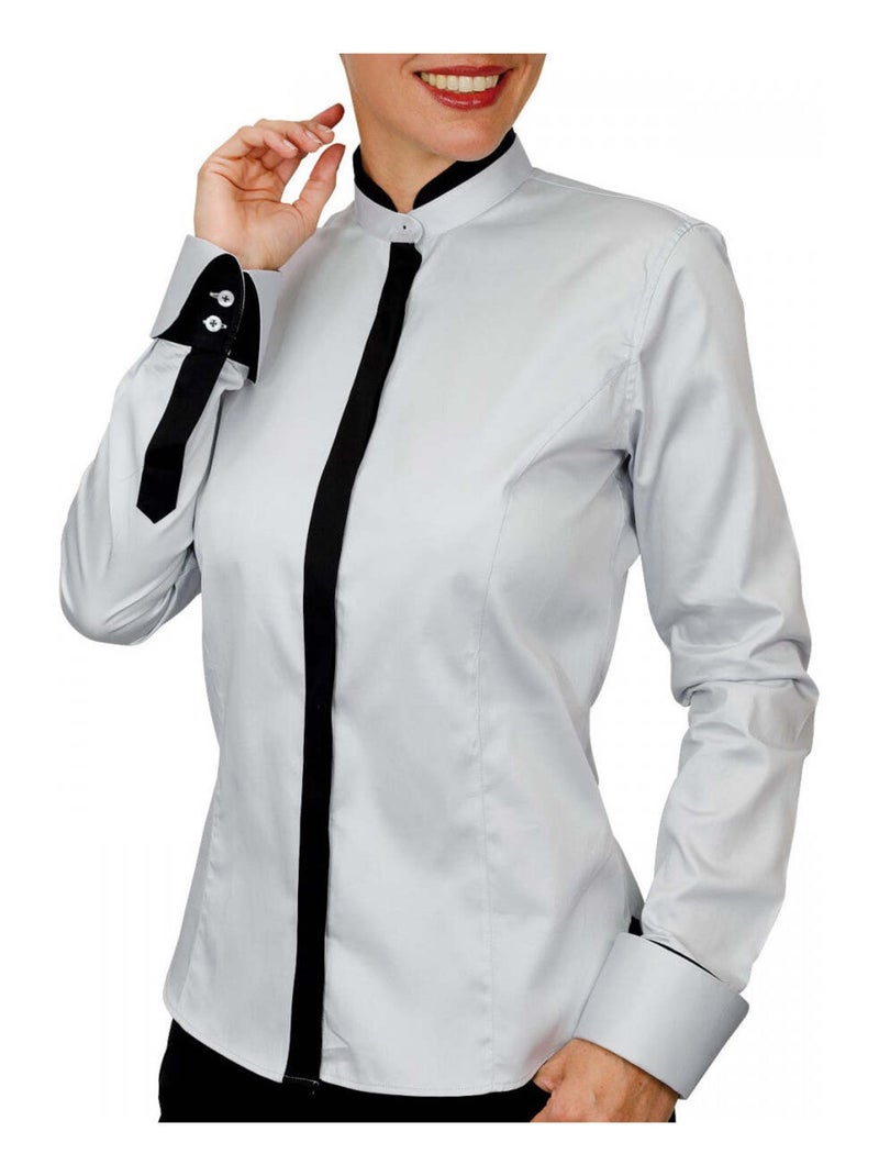 Chemise femme col mao coupe cintrée DORALEEN Andrew Mac Allister Gris , 42 Gris - Kiabi