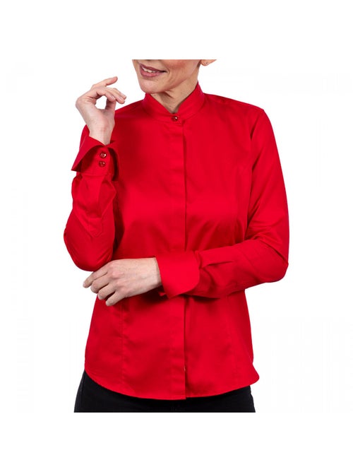 Chemise femme col mao coupe cintrée GIOIA Andrew Mac Allister Rouge , 36 - Kiabi