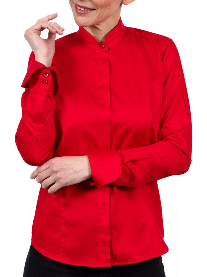 Chemise femme col mao coupe cintrée GIOIA Andrew Mac Allister Rouge , 38 Rouge - Kiabi