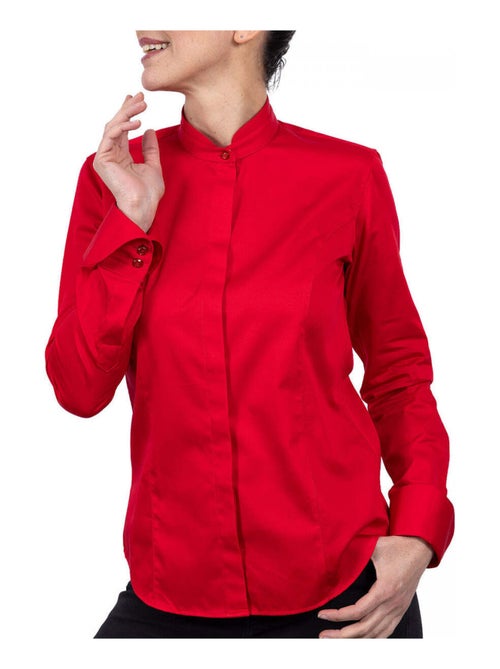 Chemise femme col mao coupe cintrée GIOIA Andrew Mac Allister Rouge , 42 - Kiabi